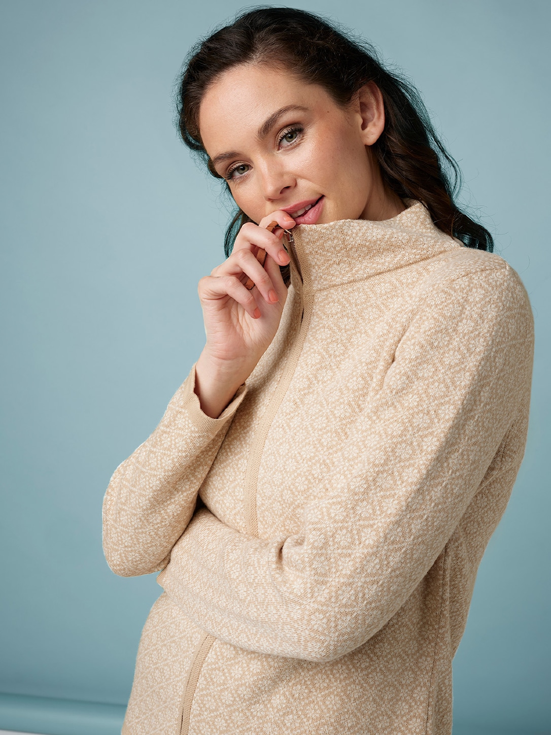 Skovhuus Kvinna Stickad Kofta Bark Beige M